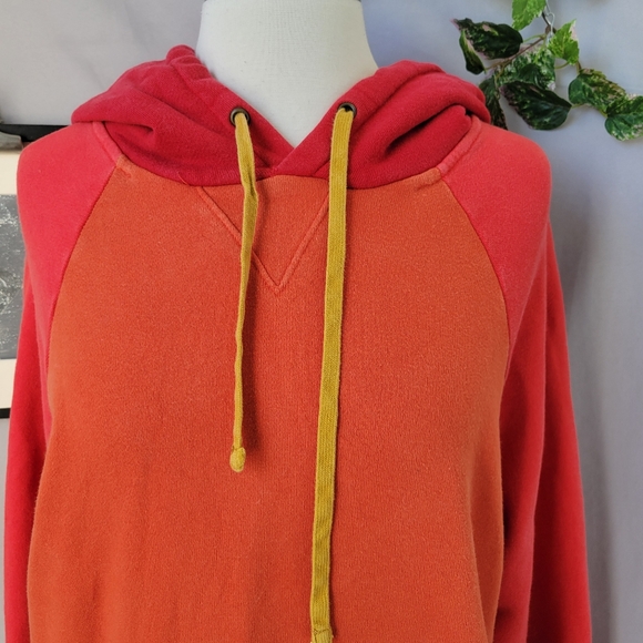 Mother The Square Hoodie Block Party Sweatshirt Red Orange L - Picture 5 of 16